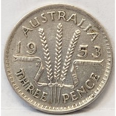 AUSTRALIA 1953 . THREEPENCE . EXCELLENT COLLECTABLE